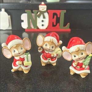 Vintage Homco Collectible Mouse Figurines with Red and White Outfit #5405
